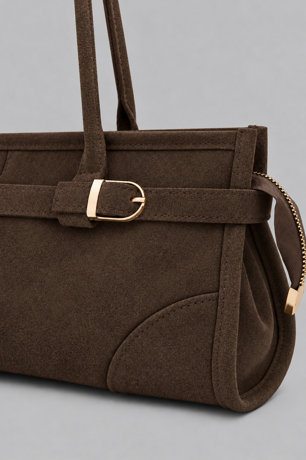 Any Süet Vintage Baget Çanta Kahve