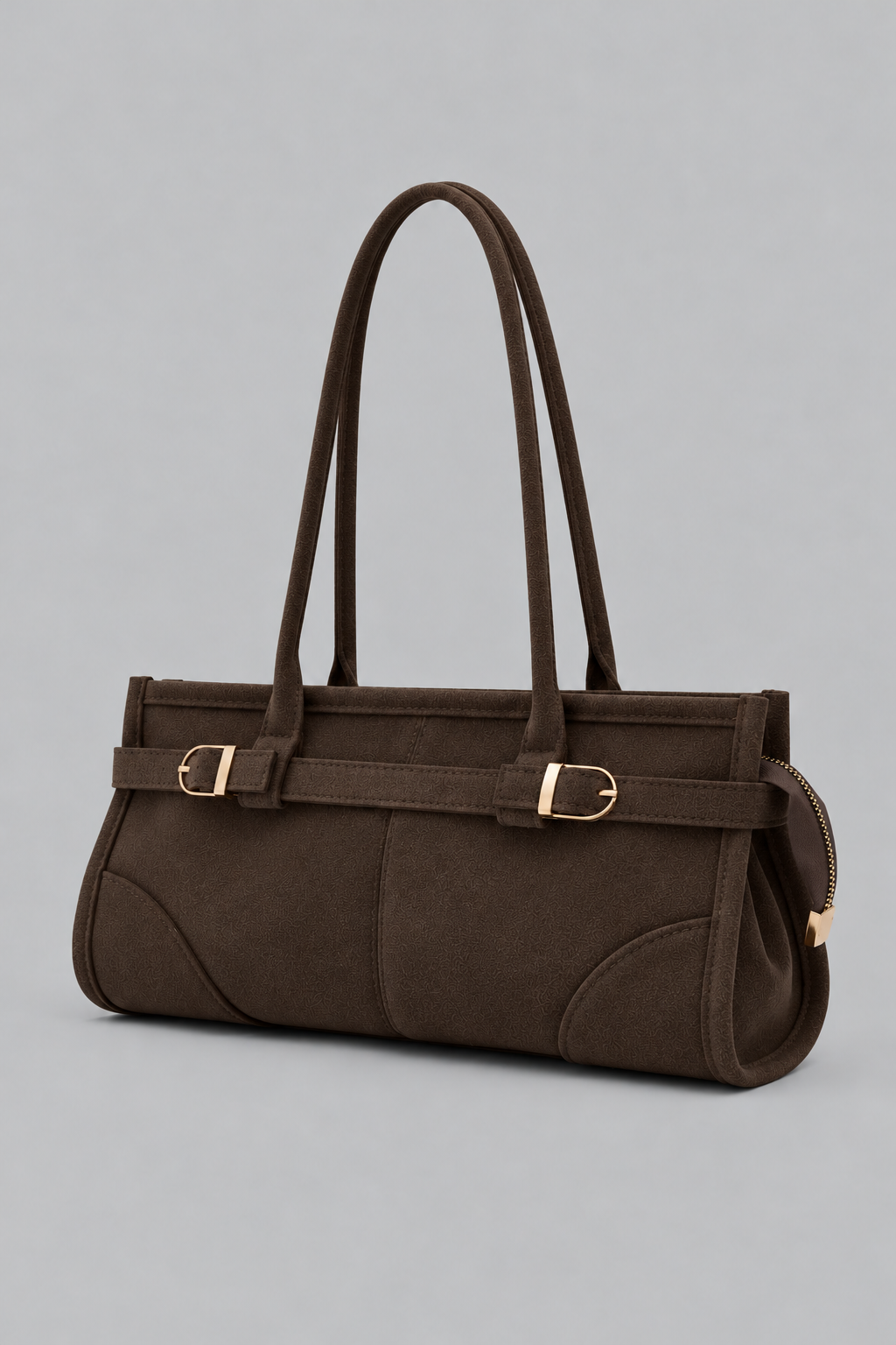 Any Süet Vintage Baget Çanta Kahve