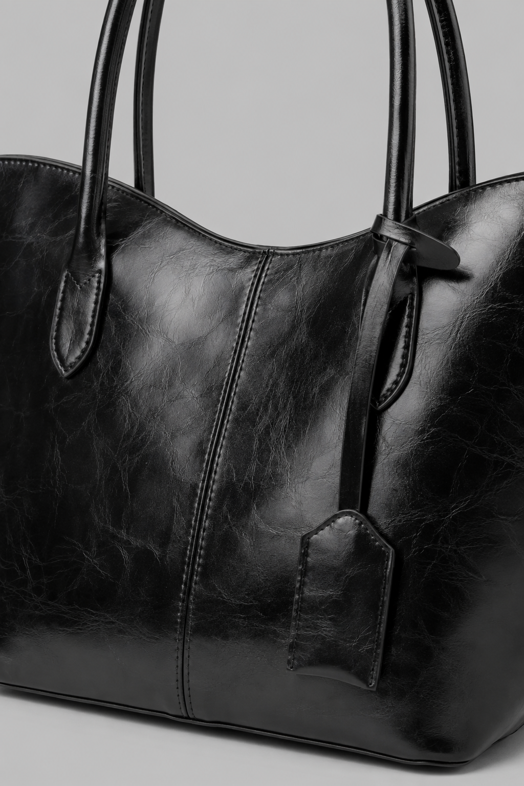 Roxy Vintage Geniş Suni Deri Tote Çanta Siyah