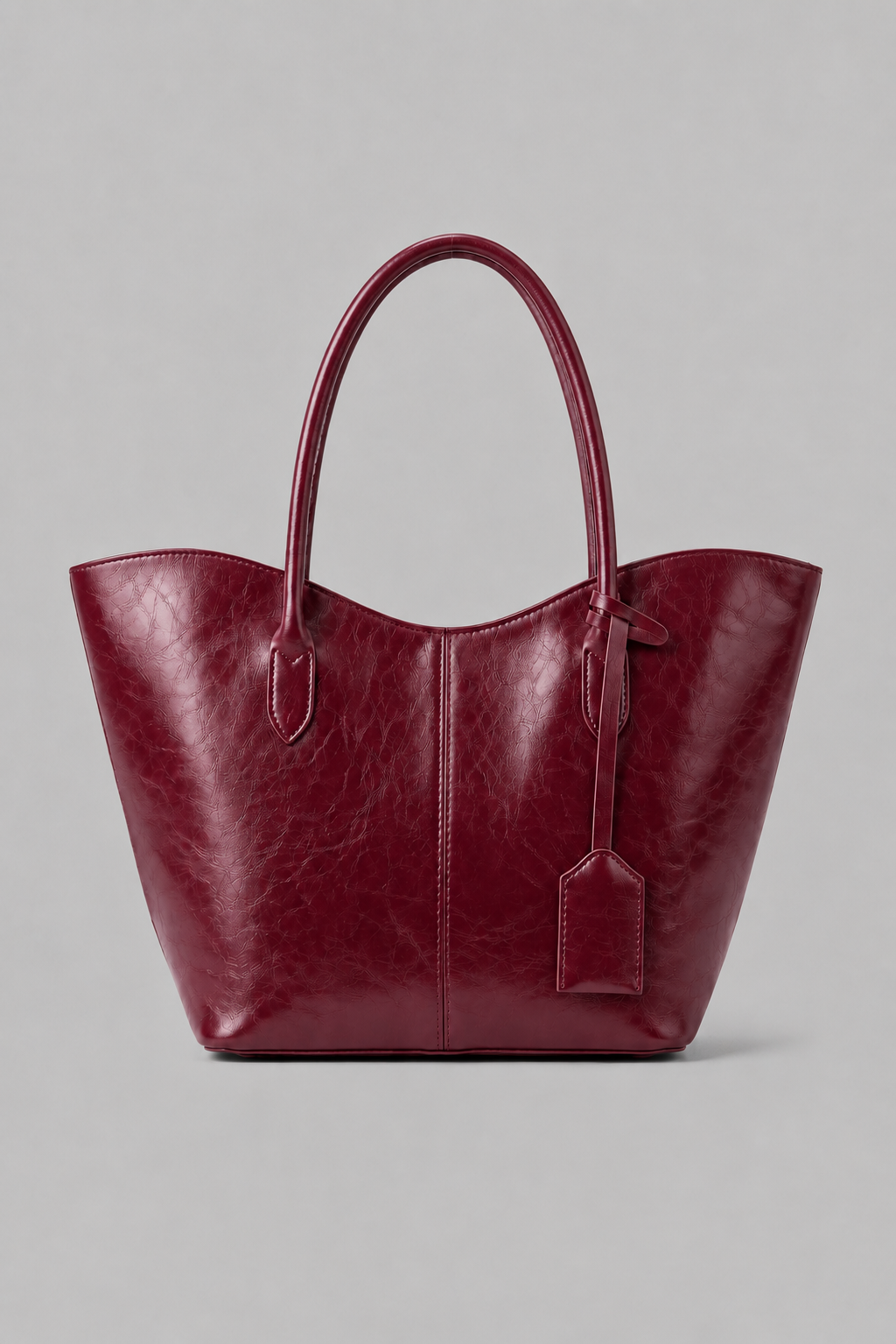 Roxy Vintage Geniş Suni Deri Tote Çanta Bordo