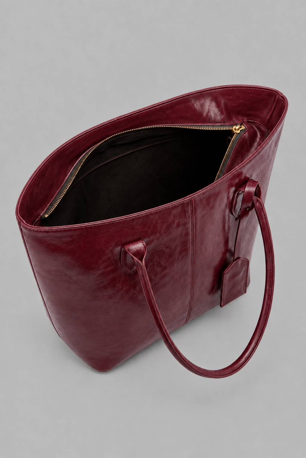 Roxy Vintage Geniş Suni Deri Tote Çanta Bordo