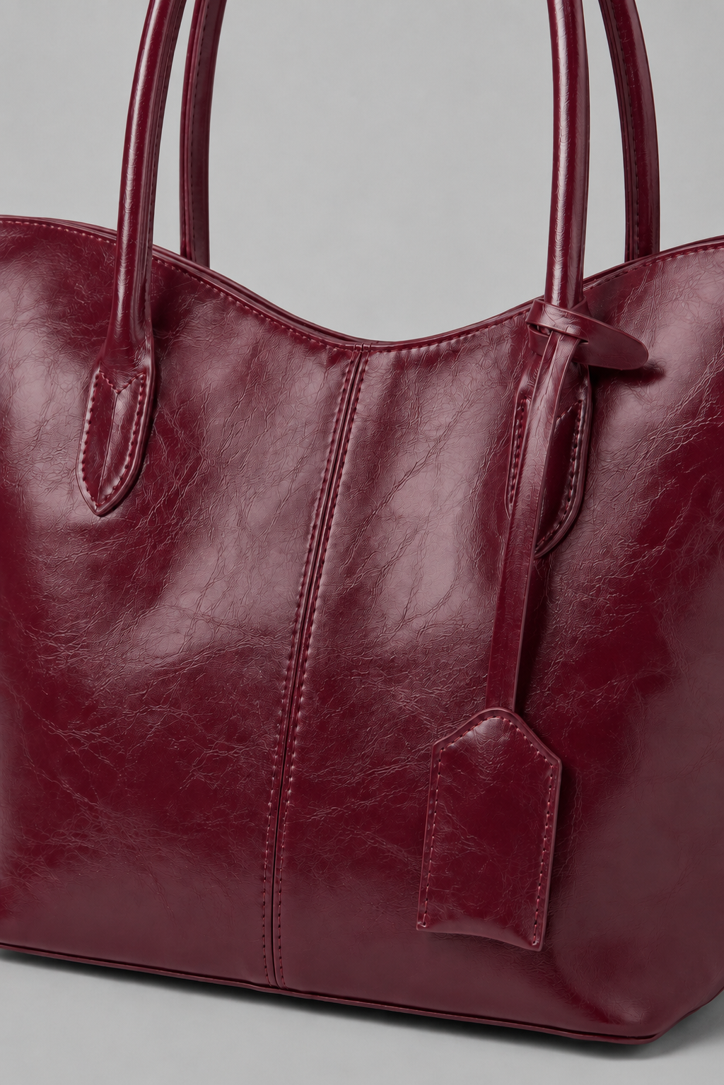 Roxy Vintage Geniş Suni Deri Tote Çanta Bordo