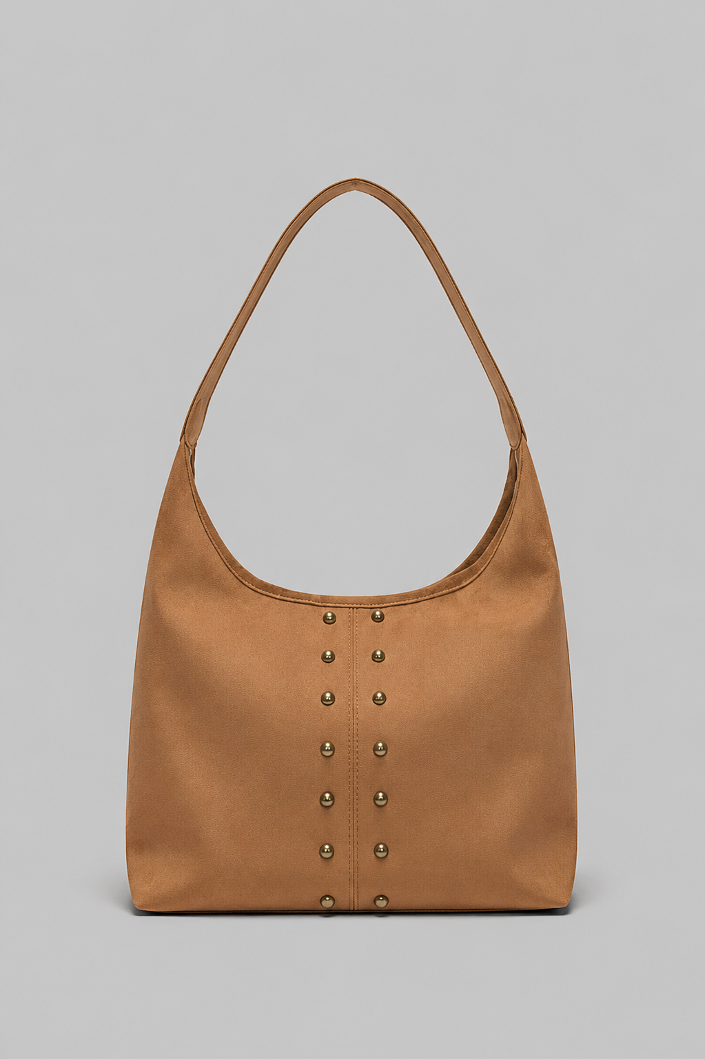 Pelte Troklu Süet Omuz Çantası Camel