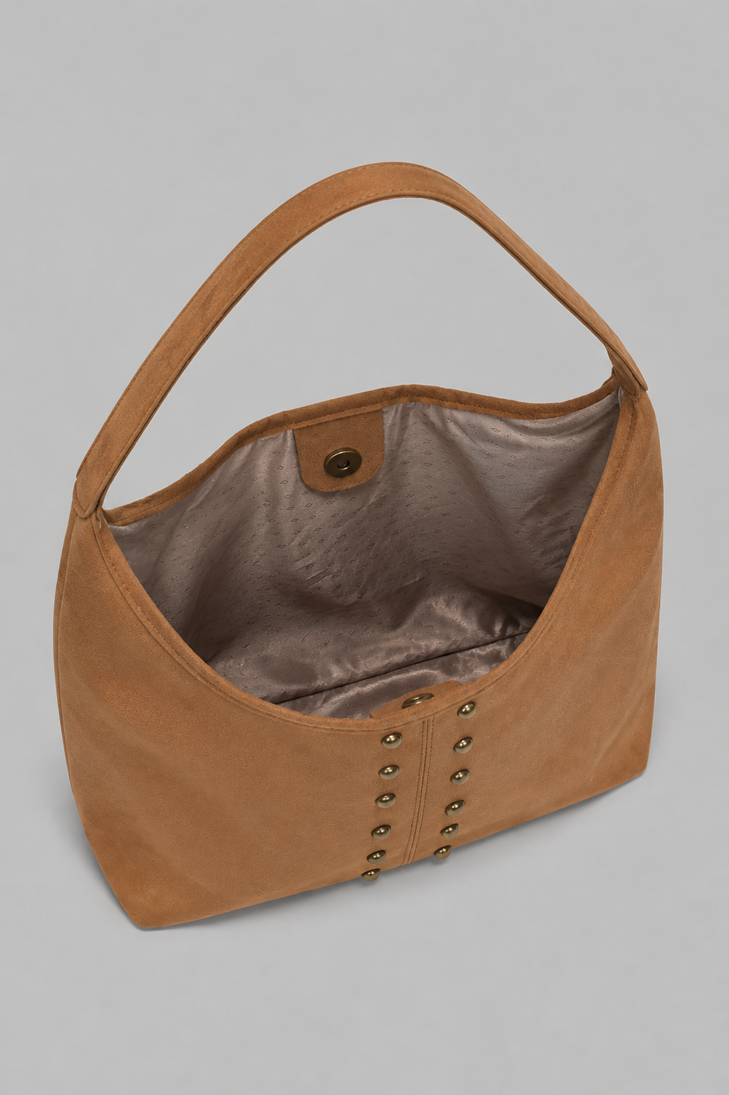 Pelte Troklu Süet Omuz Çantası Camel