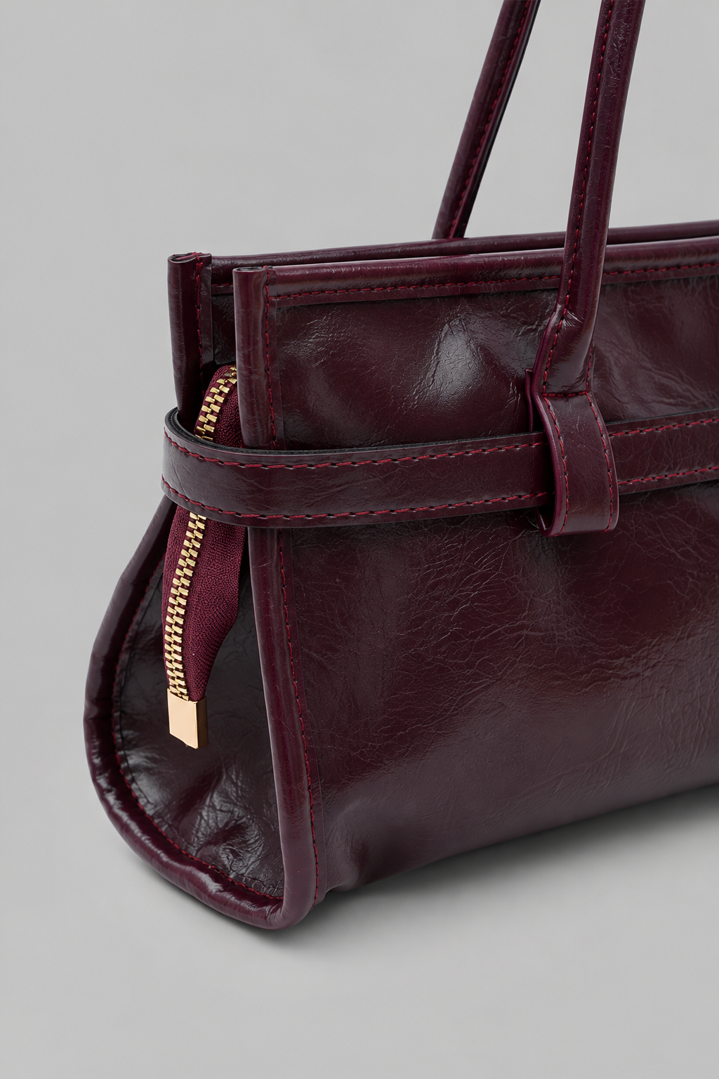 Any Vintage Baget Çanta Acı Bordo