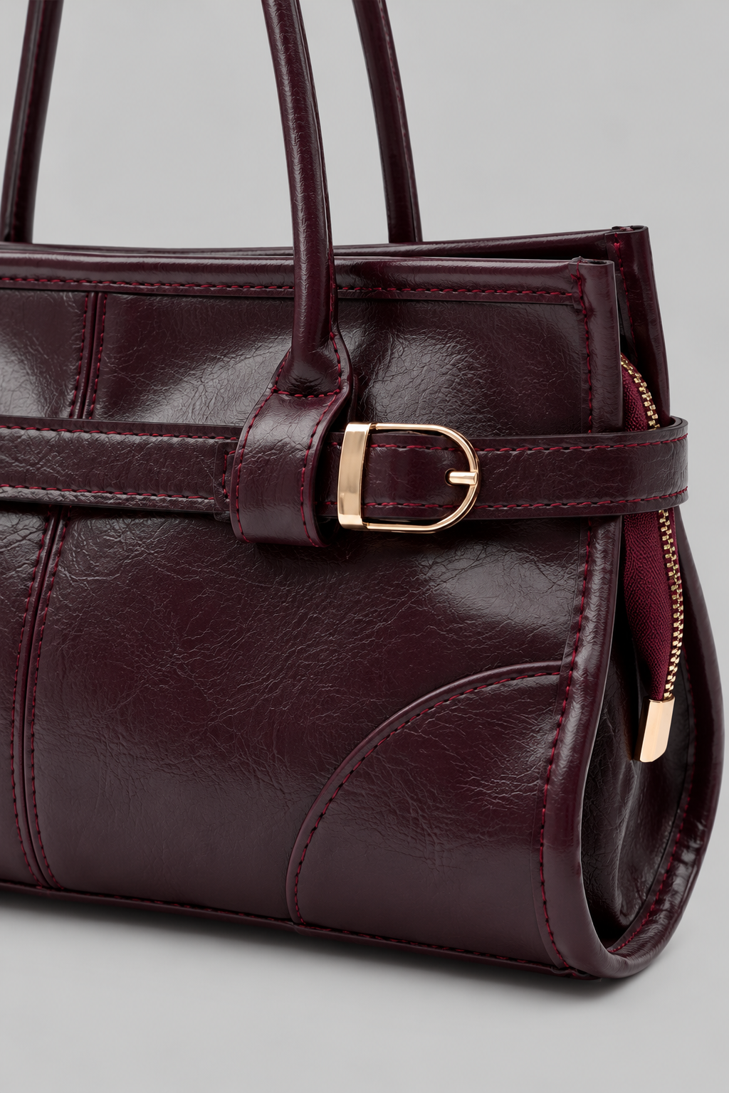 Any Vintage Baget Çanta Acı Bordo