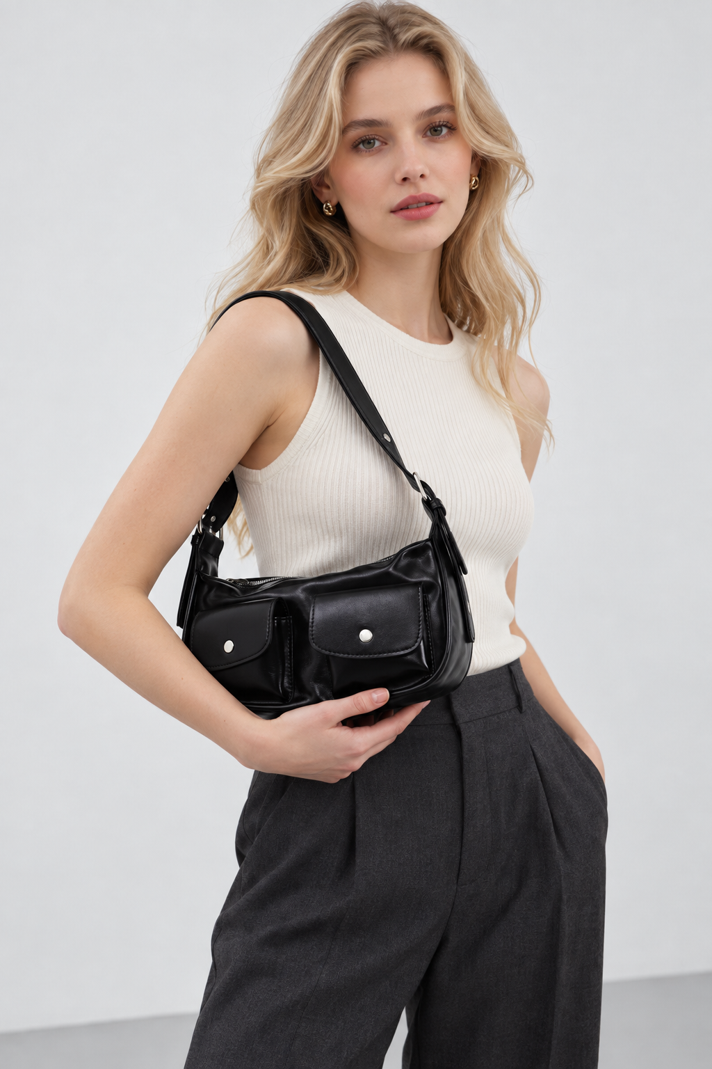 Sierra Vintage Baget Çanta Siyah
