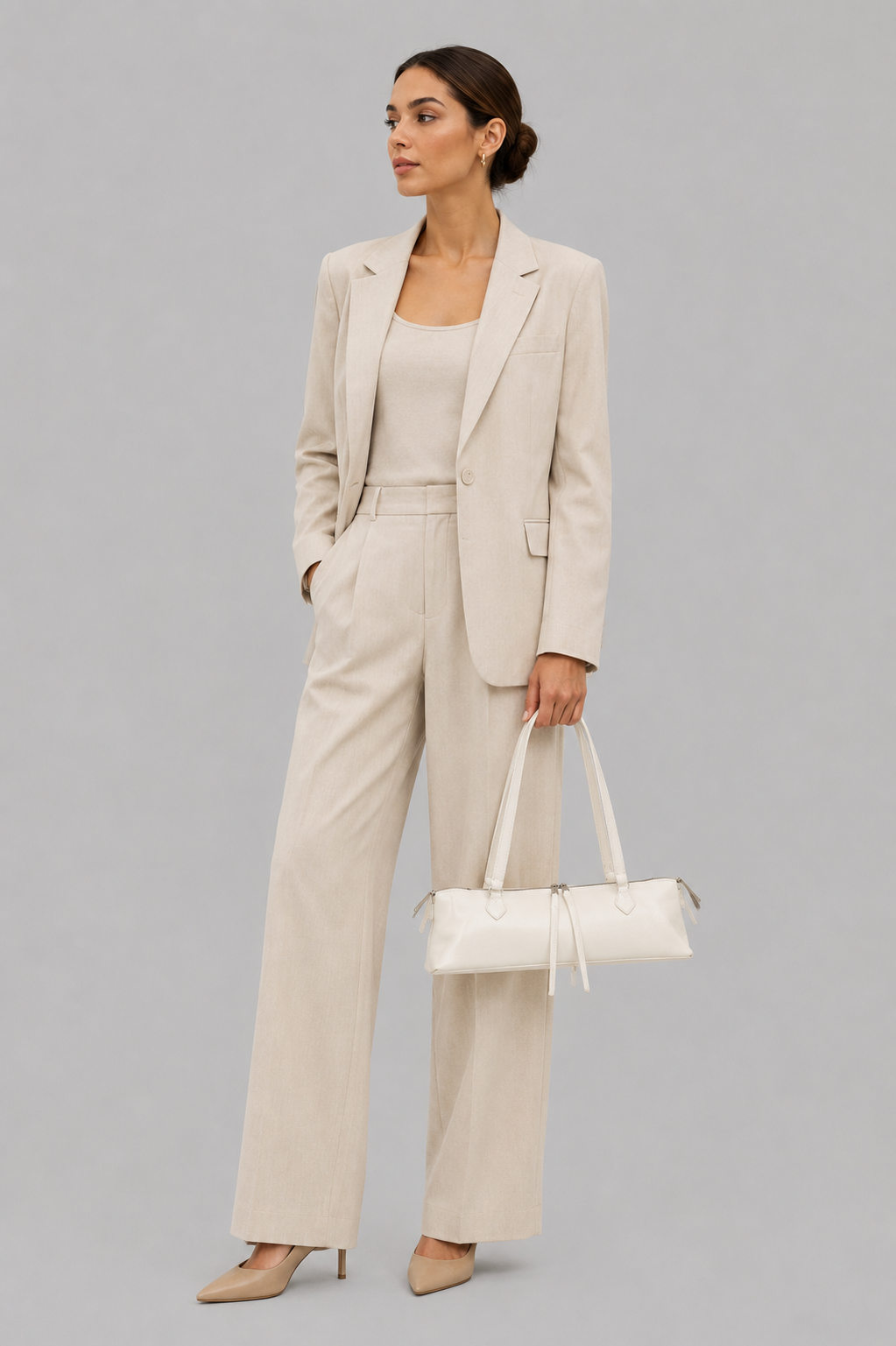 Marina Basic Baget Çanta Krem