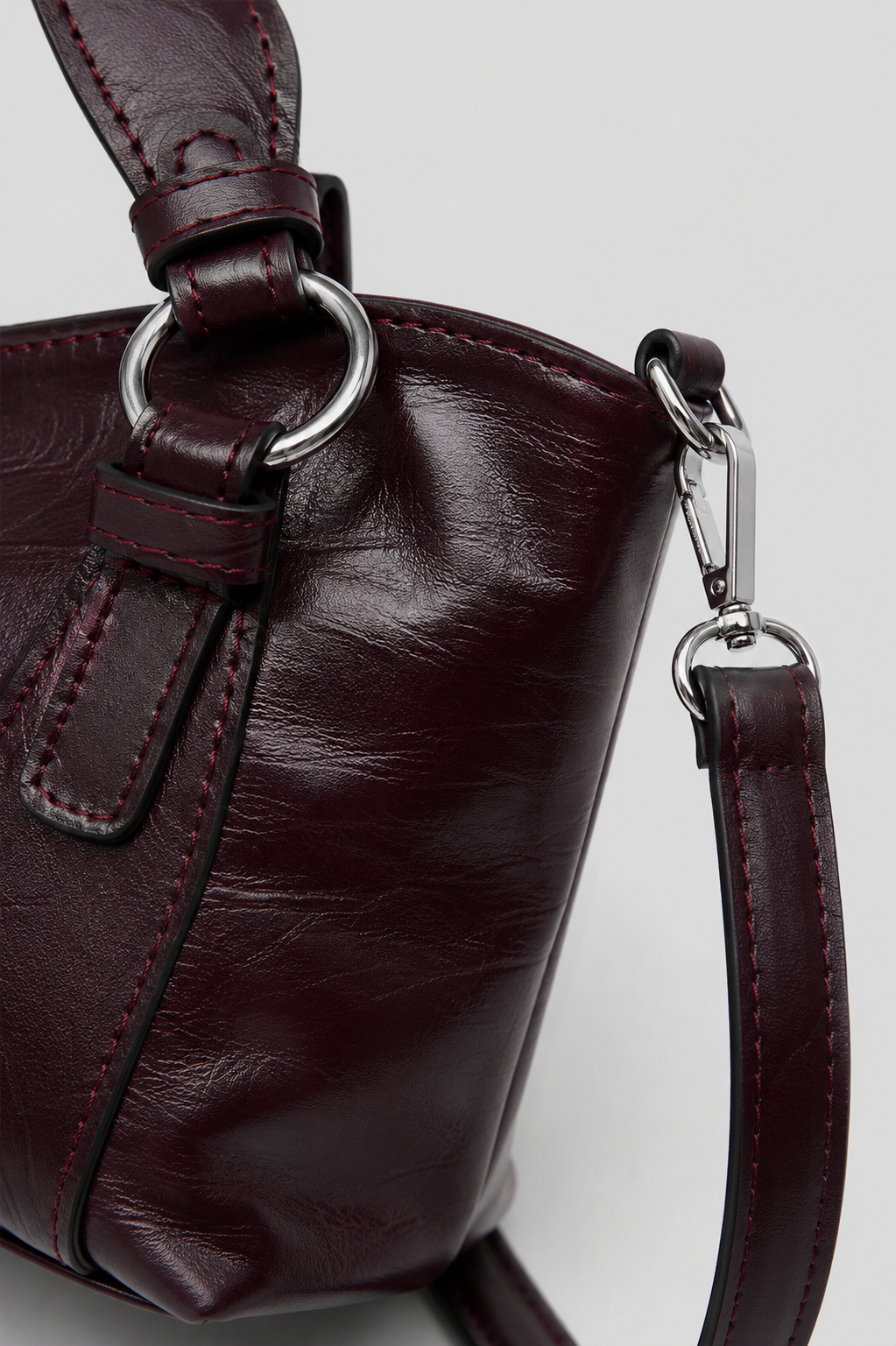 Bolso Halka Detaylı El ve Çapraz Çanta Mürdüm