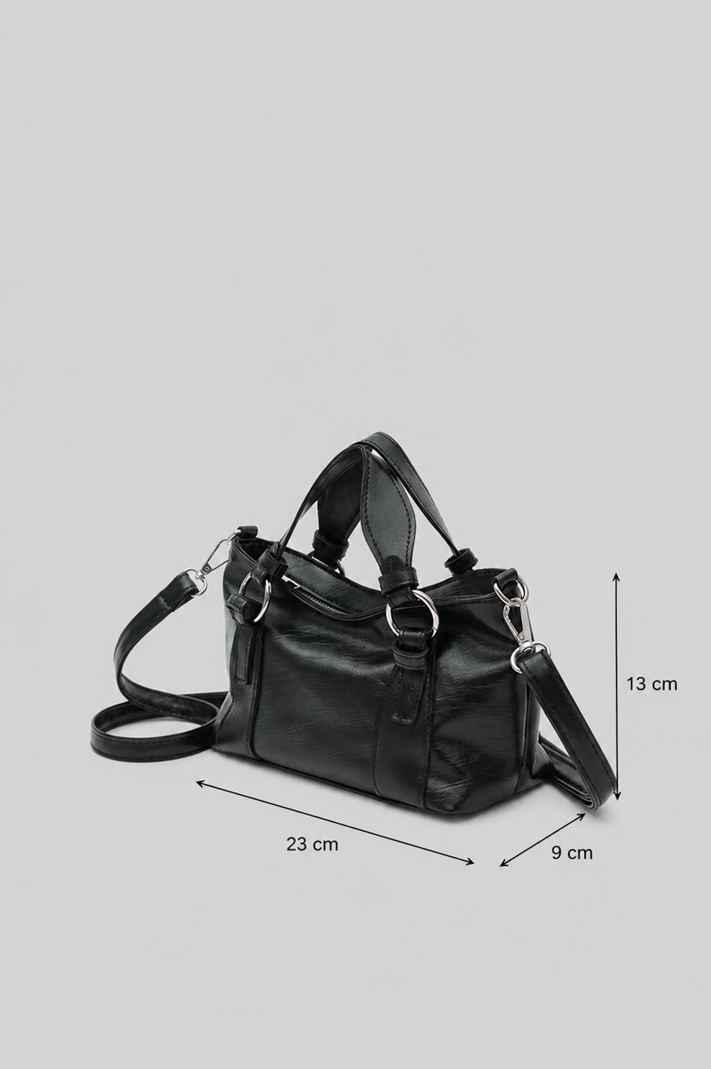 Bolso Halka Detaylı El ve Çapraz Çanta Siyah