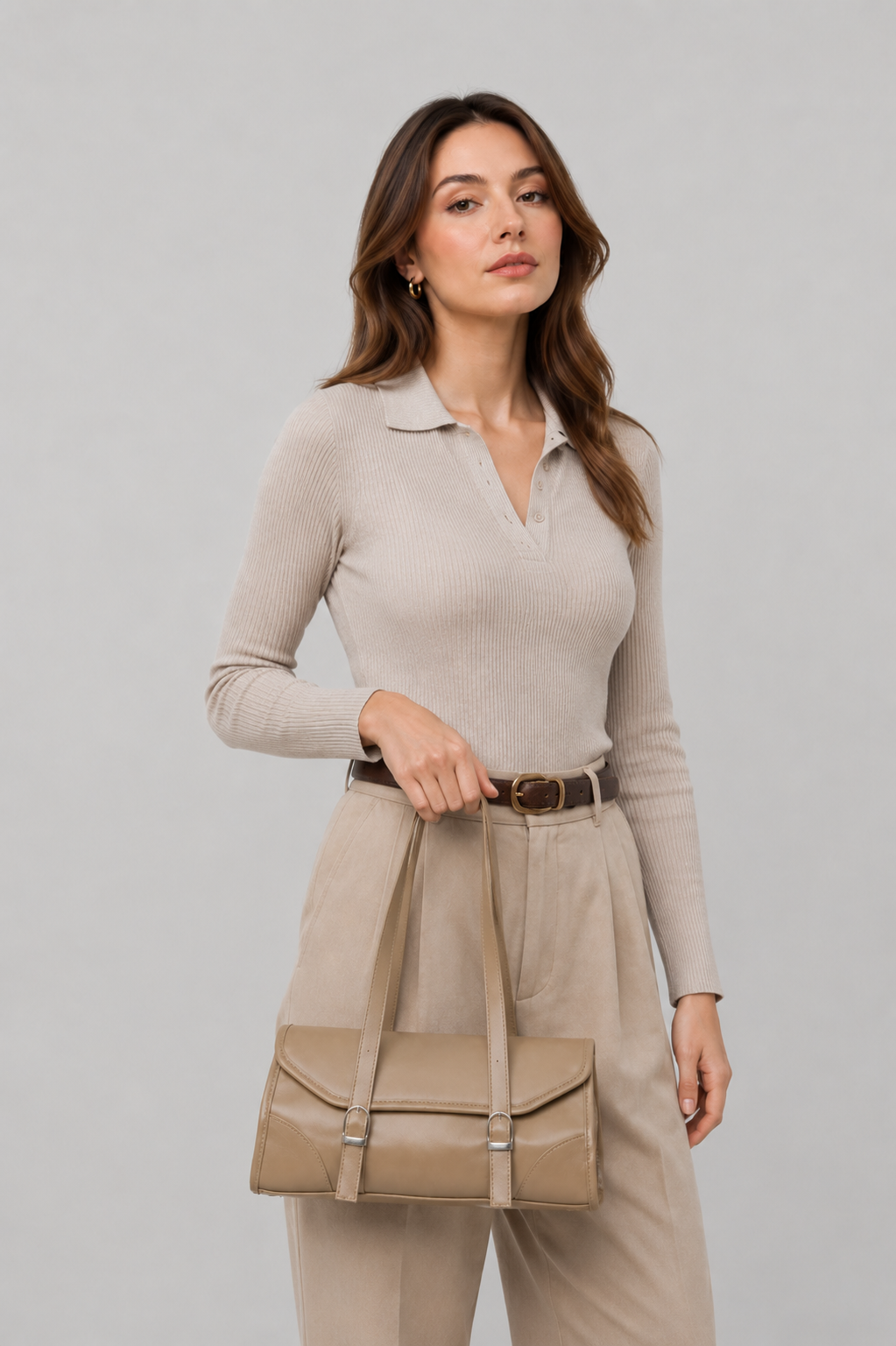 Lucia Vintage Baget Çanta Bej