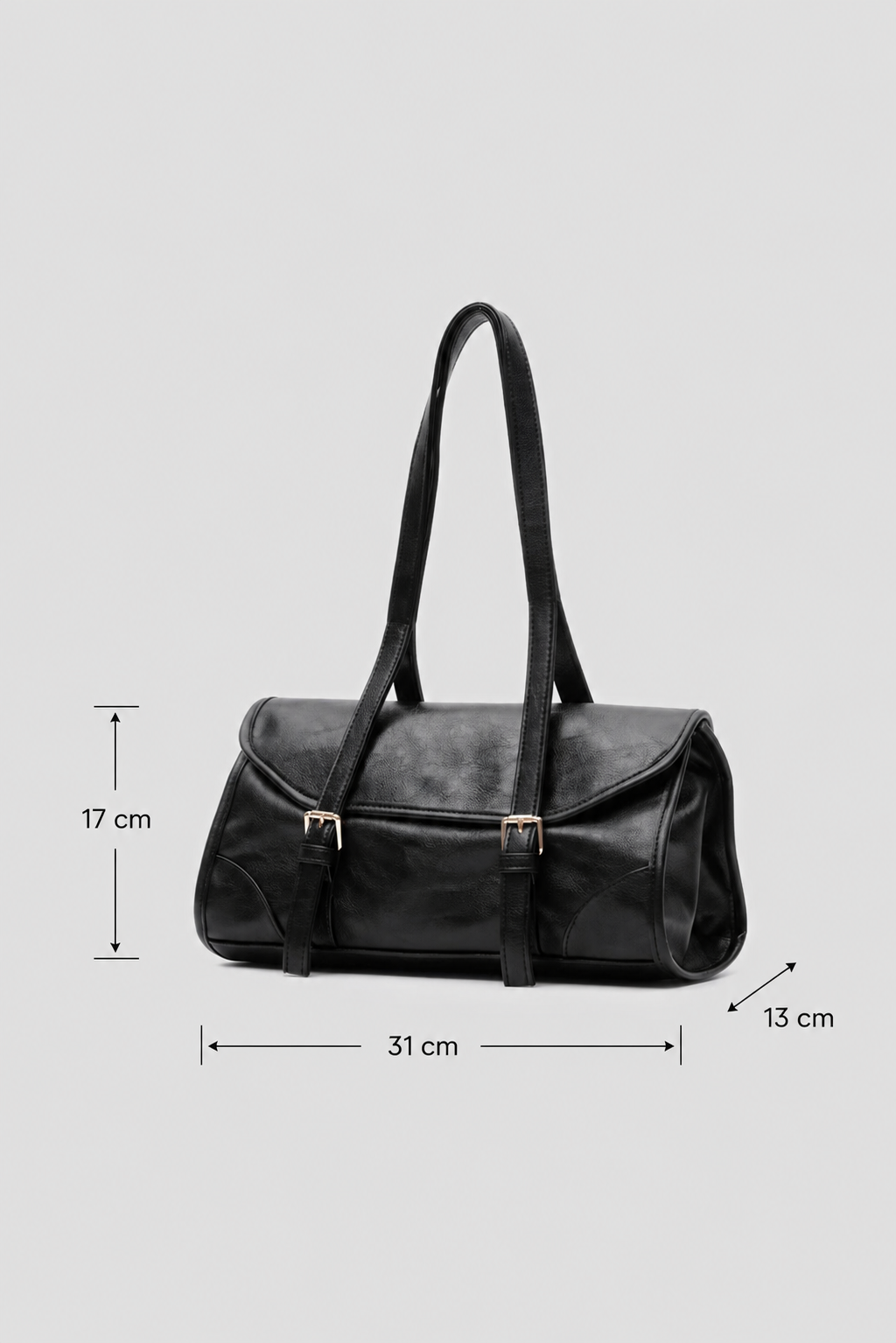 Lucia Vintage Baget Çanta Siyah