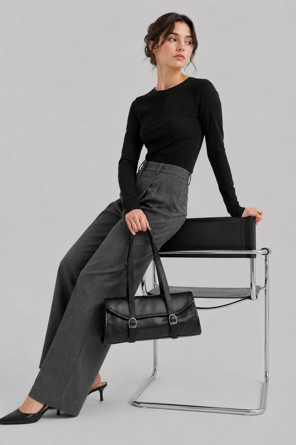 Lucia Vintage Baget Çanta Siyah