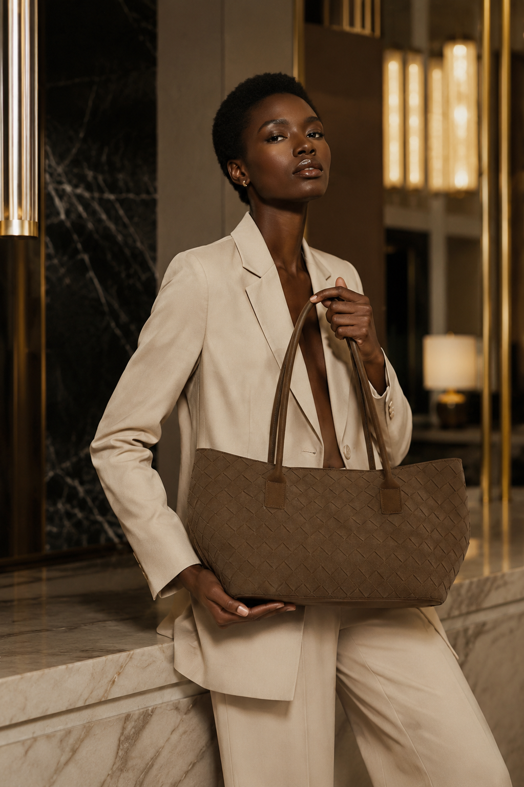 Velora Süet Shopper Omuz Çantası Taba