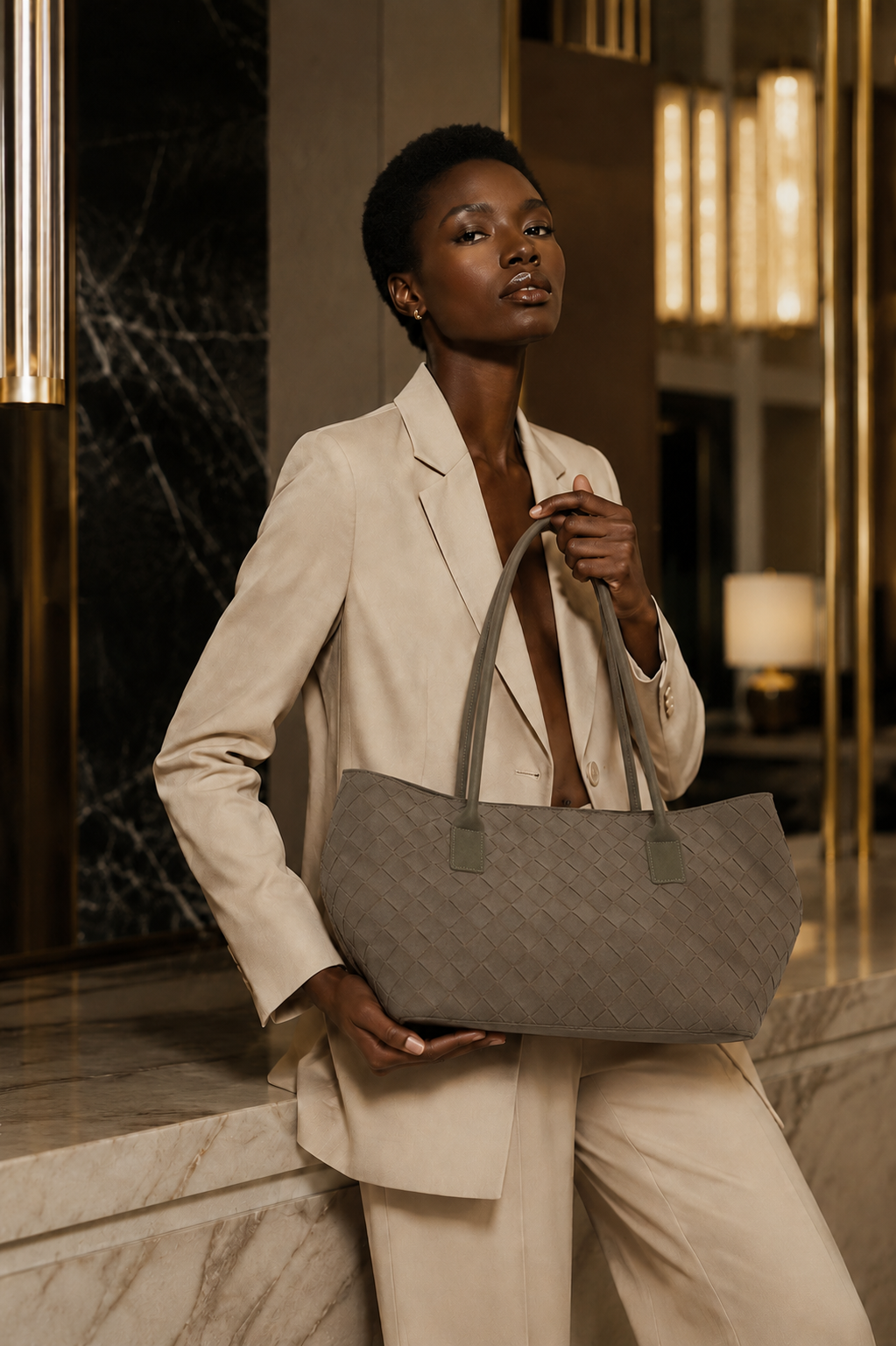 Velora Süet Shopper Omuz Çantası Vizon