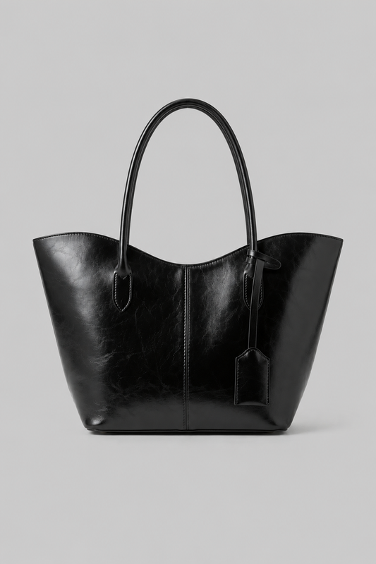 Roxy Vintage Geniş Suni Deri Tote Çanta Siyah