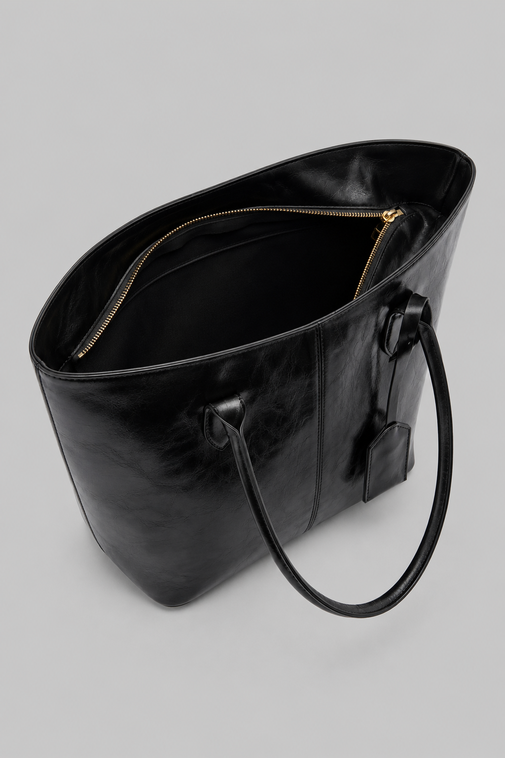 Roxy Vintage Geniş Suni Deri Tote Çanta Siyah