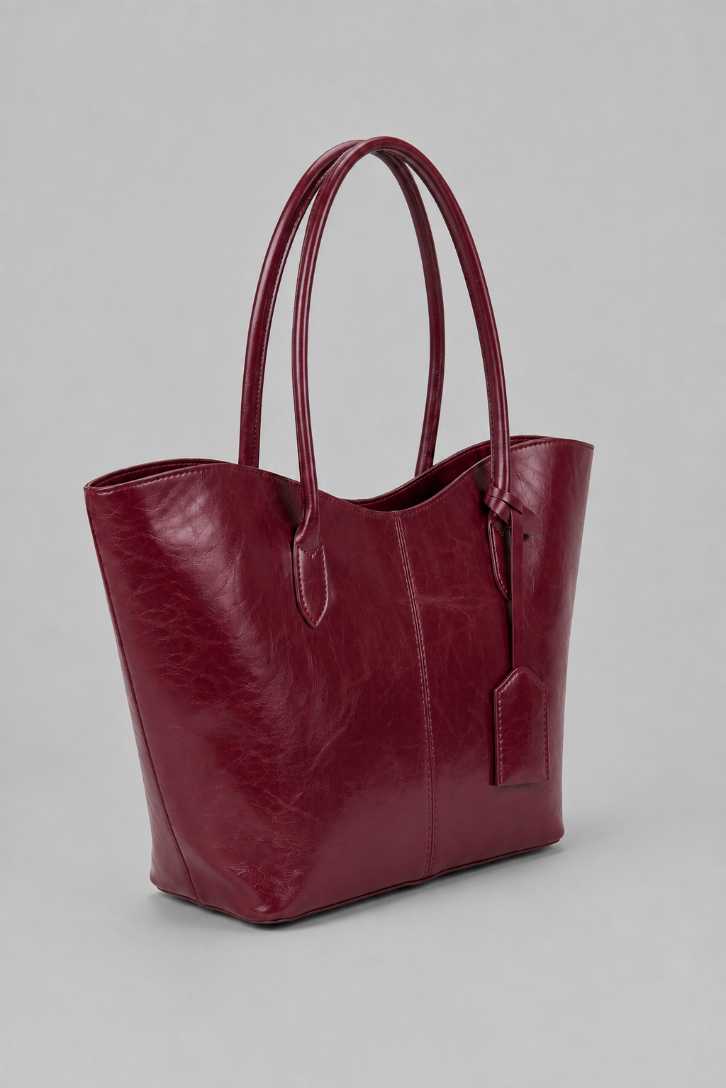 Roxy Vintage Geniş Suni Deri Tote Çanta Bordo