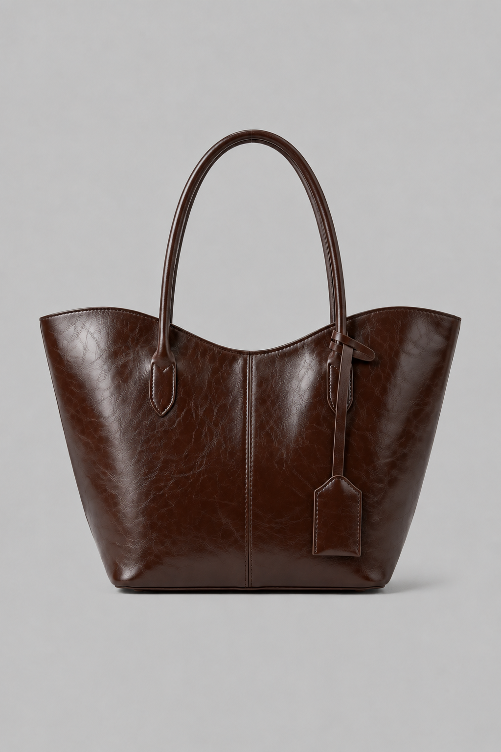 Roxy Vintage Geniş Suni Deri Tote Çanta Kahve