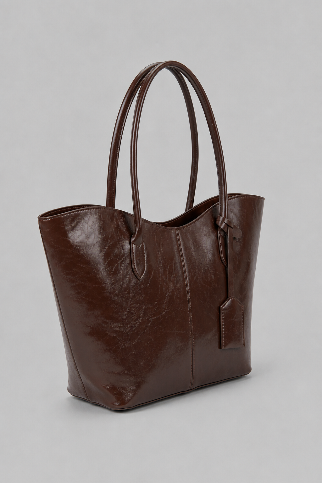Roxy Vintage Geniş Suni Deri Tote Çanta Kahve